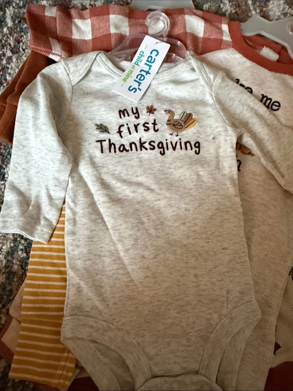 Carter's Cream 'My First Thanksgiving' Long-Sleeve Bodysuit & Fall outfits